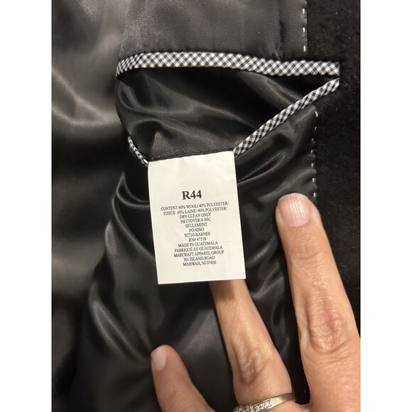 Tommy Hilfiger Coat Mens 44 Regular Black Wool Blend Overcoat 3 Button Lined - Picture 3 of 6